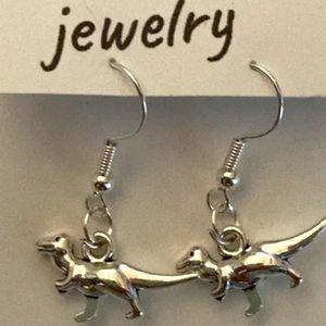 Silver dinosaur earrings